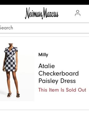 Milly Checkerboard Paisley Mini Dress - Navy & White Size 2
